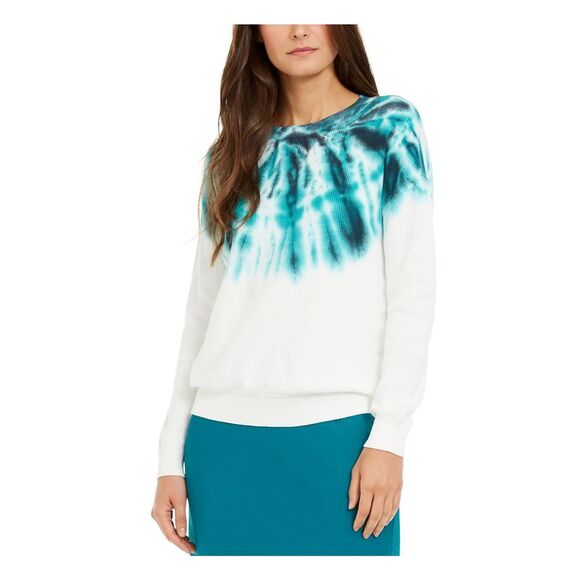 INC Sweaters - NWT INC Womens Turquoise Patterned Long Sleeve Crew Neck Sweater XL